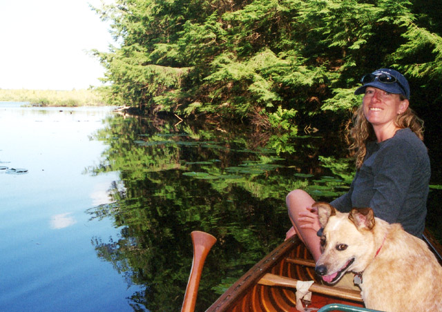 Canoeing with Pinto in Michigan. It took him awhile to figure out why one would want to be so close to the water and not be in it!